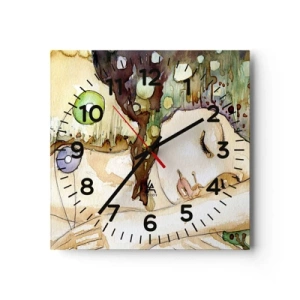 Wanduhr - Glasuhr - Ein smaragd-violetter Traum - 30x30 cm