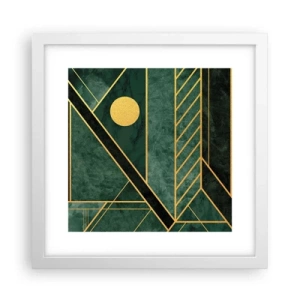 Poster in einem weißen Rahmen - Dynamik von Gold und Azurblau - 30x30 cm