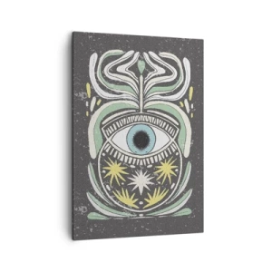 Bild auf Leinwand - Leinwandbild - Ein symbolisches Auge, umgeben von abstrakten Mustern - 50x70cm - Stammesrituale - Moderne Wanddekoration für Wohnzimmer und Schlafzimmer ARTTOR