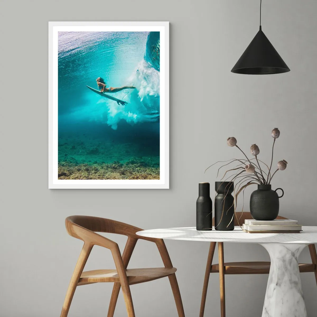 Poster in einem weißen Rahmen - Unterwasserwelt - 40x50 cm
