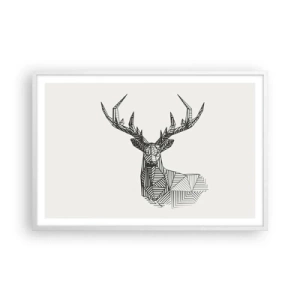 Poster in einem weißen Rahmen - Ein Hirsch im kubistischen Stil - 91x61 cm