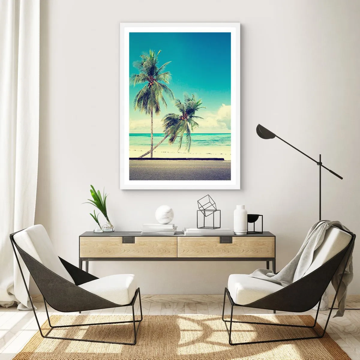 Poster in einem weißen Rahmen - Zeit um in die Ferien zu starten - 70x100 cm