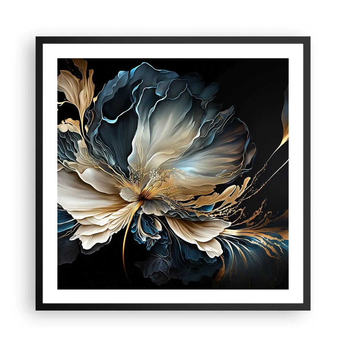 Poster in einem schwarzem Rahmen - Märchenhafte Farnblume - 60x60 cm