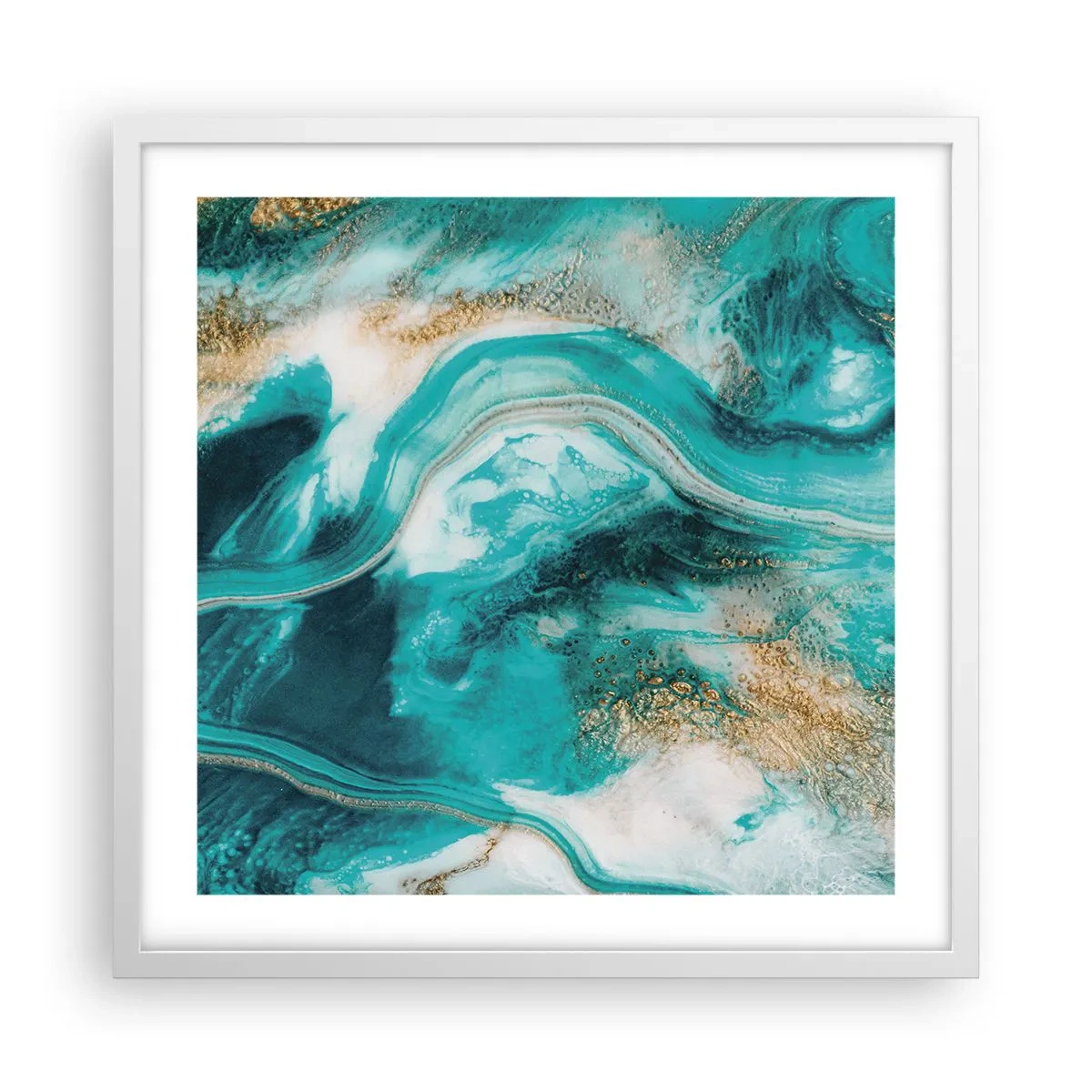 Poster in einem weißen Rahmen - Der Fluss aus Gold - 50x50 cm