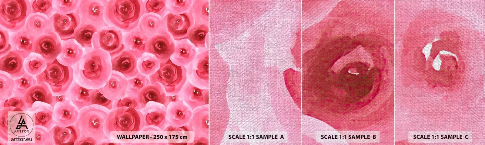 Fototapeten Muster Premium Canvas - Oben und unten Rosen - Blumen, Schönheit, Romantik - 100x30 cm