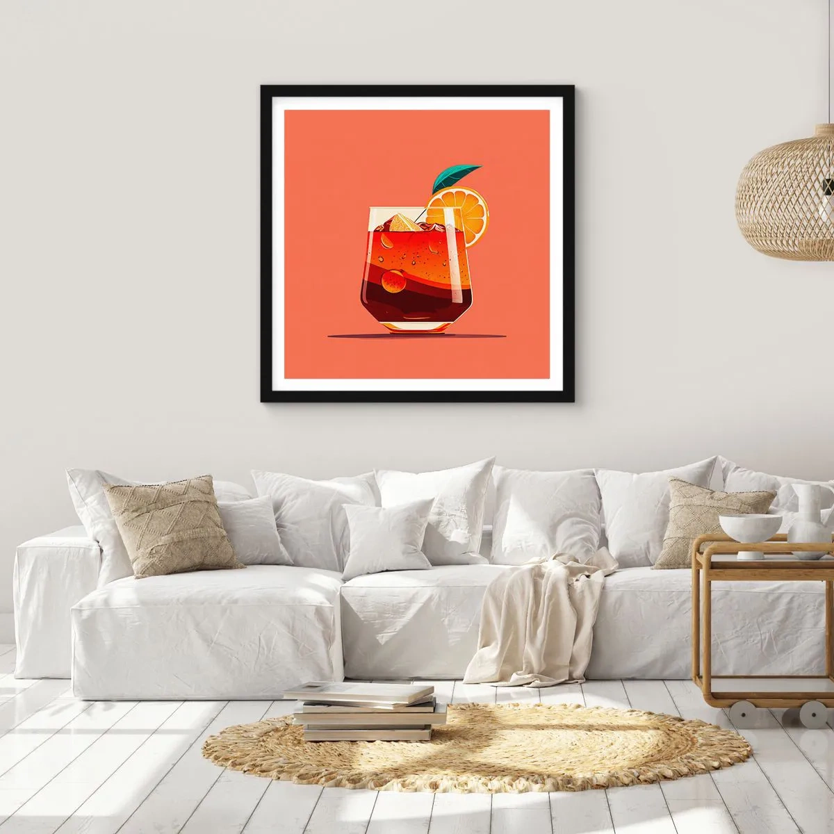 Poster in einem schwarzem Rahmen - Sommerliche Erfrischung - 60x60 cm