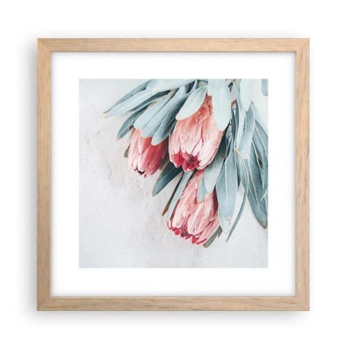 Poster in einem Rahmen aus heller Eiche - Schämen sich für ihre eigene Schönheit - 30x30 cm