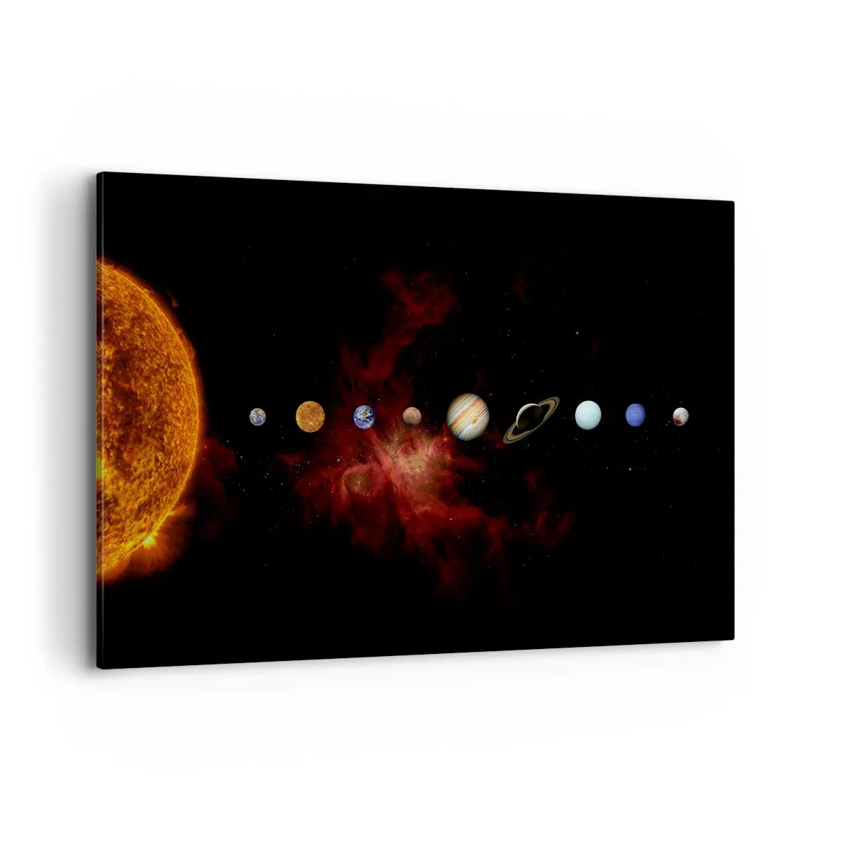Bild auf Leinwand - Leinwandbild - Das Sonnensystem mit Planeten vor dem Hintergrund des Weltraums - 120x80cm - Unsere Nachbarschaft - Moderne Wanddekoration für Wohnzimmer und Schlafzimmer ARTTOR