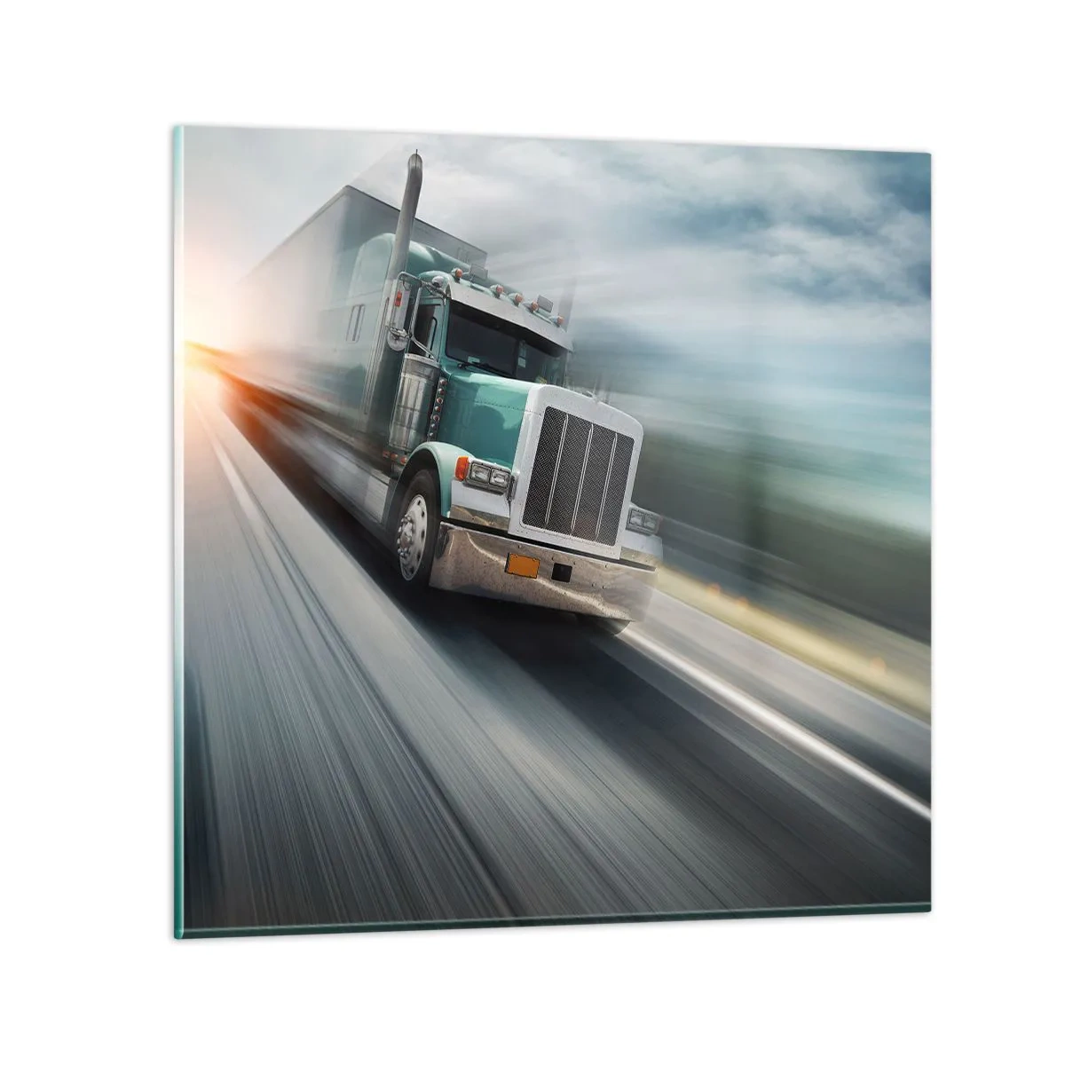 Glasbild - Bild auf glas - Der amerikanische Riese in Eile - 40x40 cm