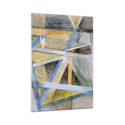 Glasbild - Bild auf glas - Abstrakte Komposition mit geometrischen Formen - 50x70cm - Gerade oder diagonal? - Moderne Wanddekoration für Wohnzimmer und Schlafzimmer ARTTOR