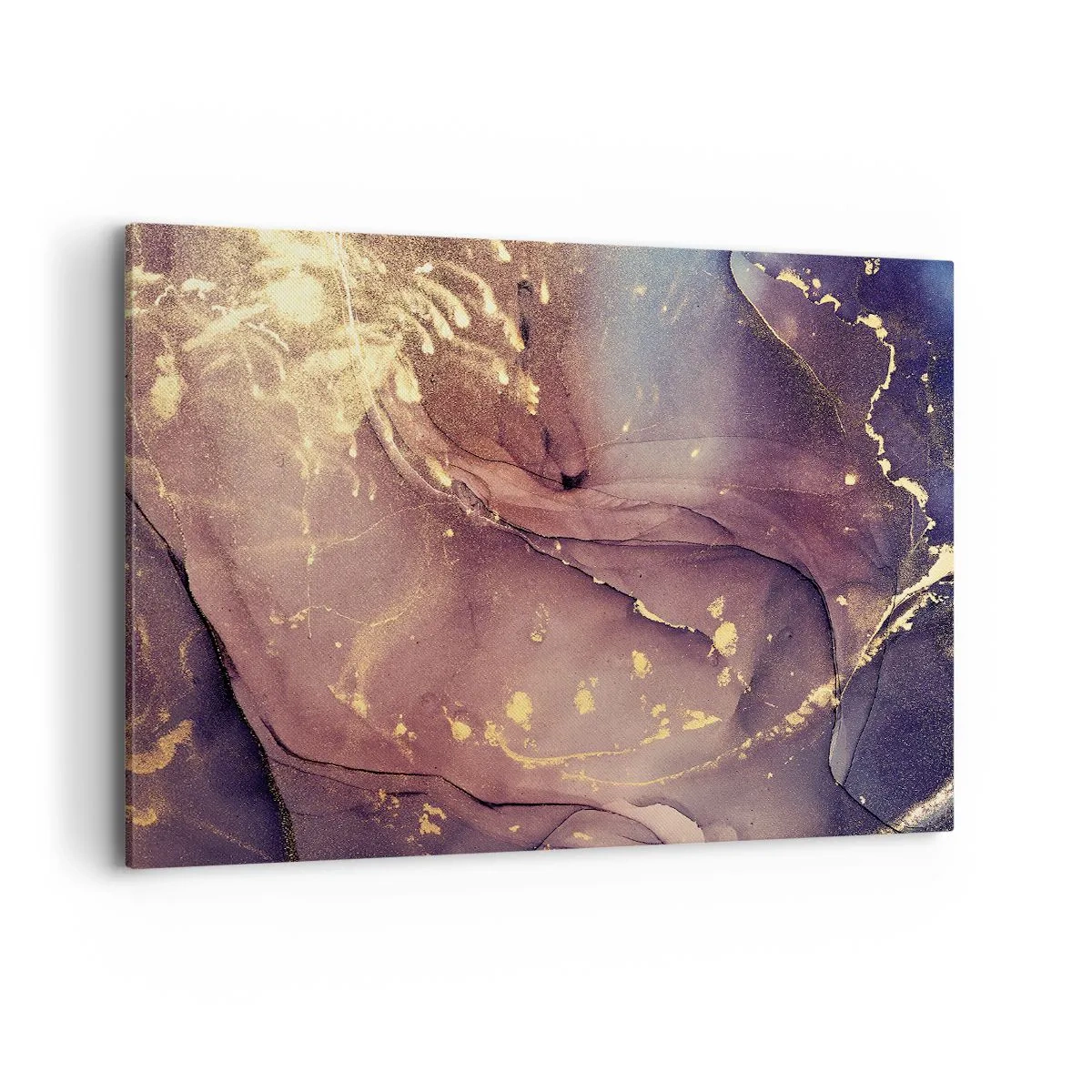 Bild auf Leinwand - Leinwandbild - Abstrakte Komposition mit Gold- und Lilatönen - 100x70cm - Materie und Geist - Moderne Wanddekoration für Wohnzimmer und Schlafzimmer ARTTOR