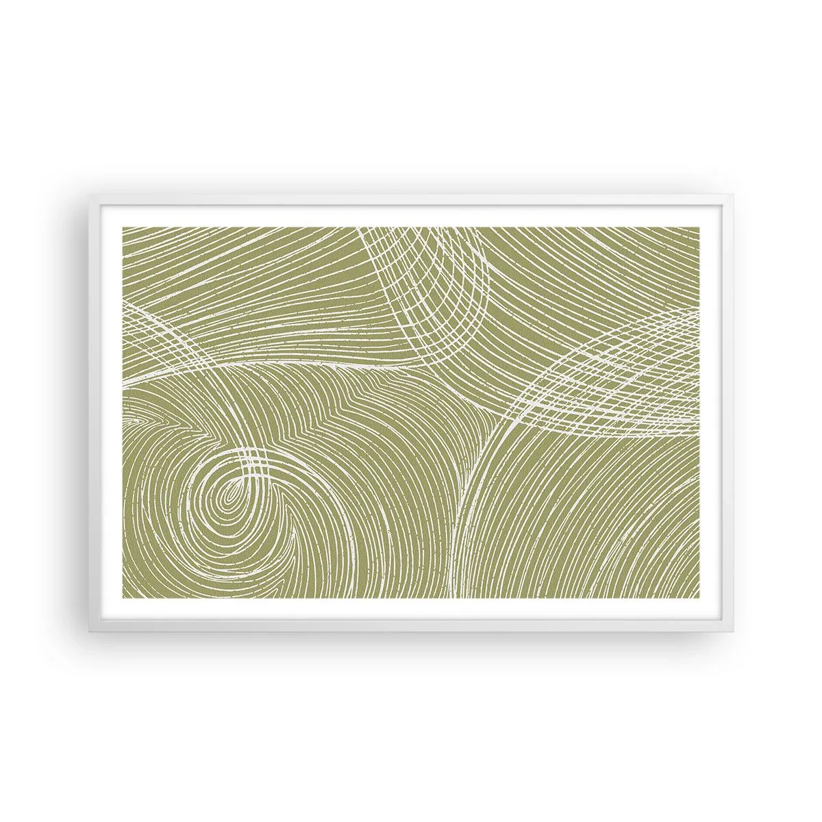 Poster in einem weißen Rahmen - Komplizierte Abstraktion in Weiß - 91x61 cm