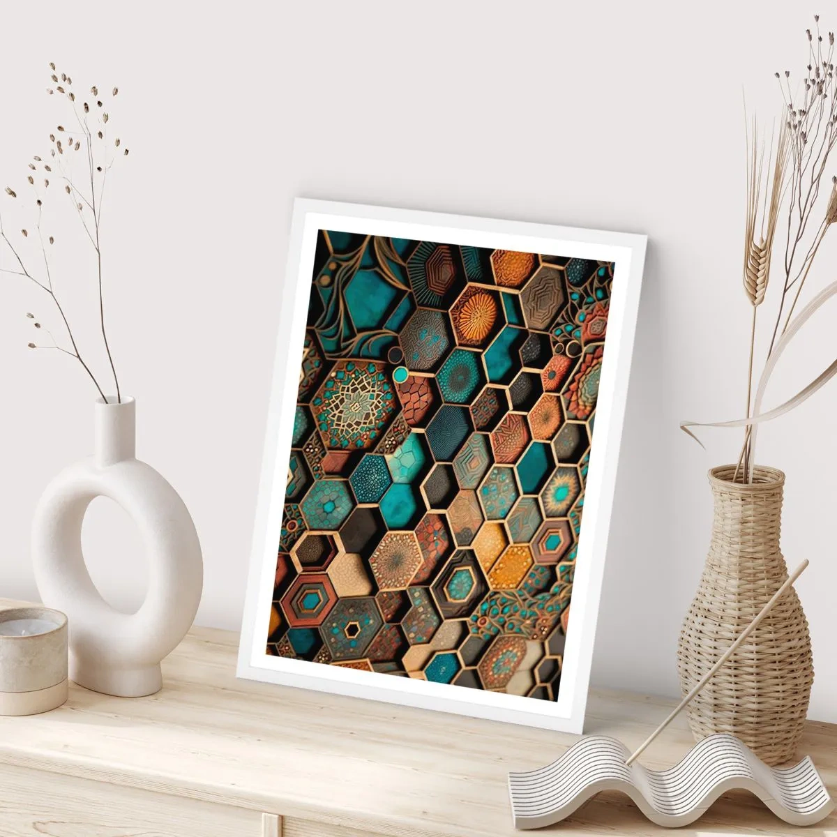 Poster in einem weißen Rahmen - Arabische Ornamente – Variation - 70x100 cm