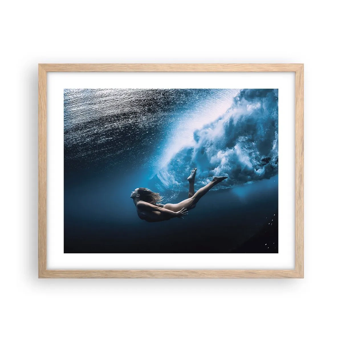 Poster in einem Rahmen aus heller Eiche - Moderne Meerjungfrau - 50x40 cm