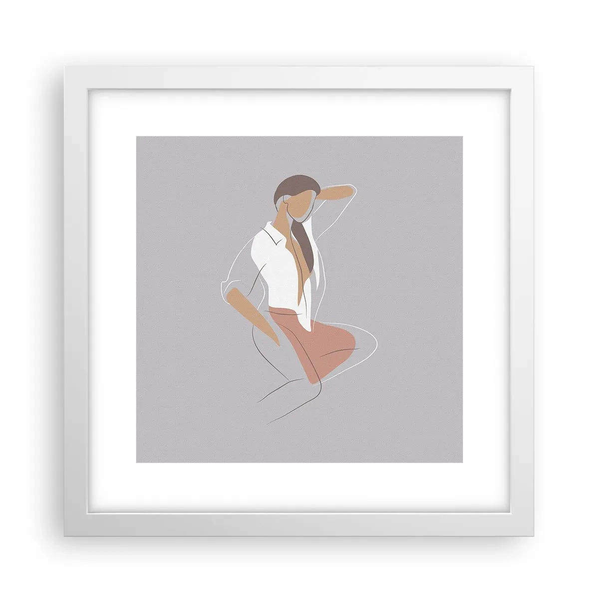 Poster in einem weißen Rahmen - Umriss der Anmut - 30x30 cm