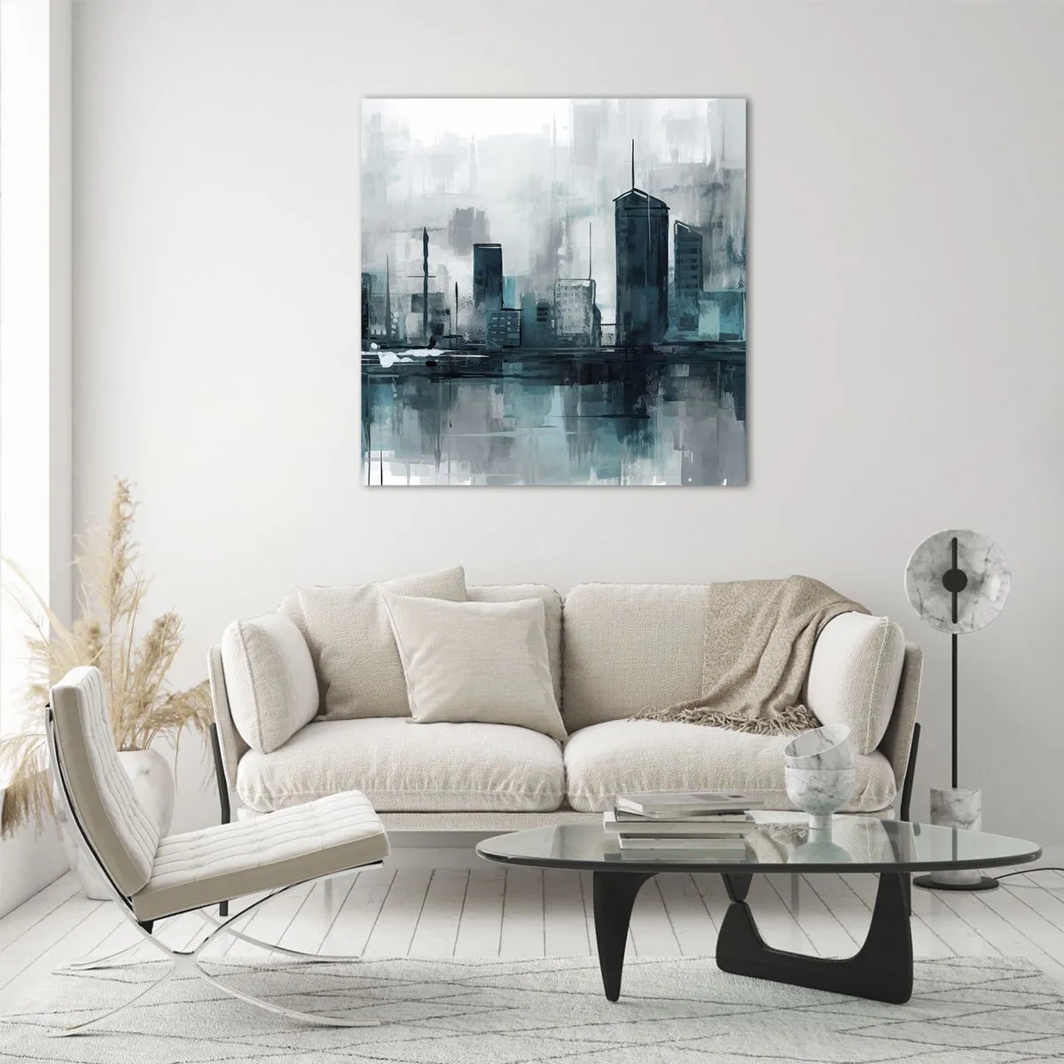 Glasbild - Bild auf glas - Eine Stadt in der Farbe des Regens - 30x30 cm