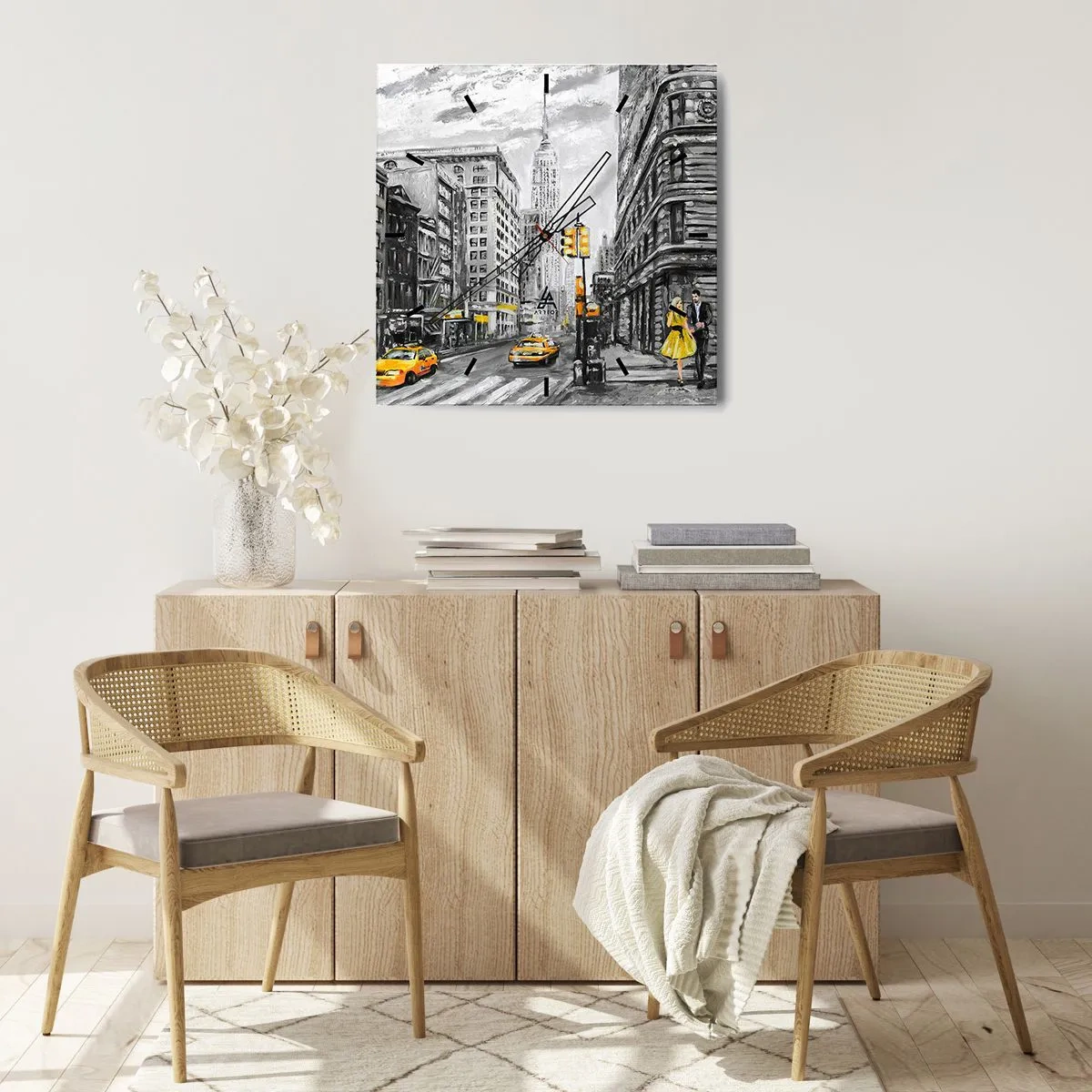 Wanduhr - Glasuhr - Eine New Yorker Geschichte - 30x30 cm