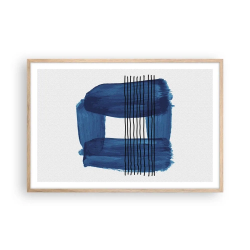Poster in einem Rahmen aus heller Eiche - Blaue und schwarze Komposition - 91x61 cm