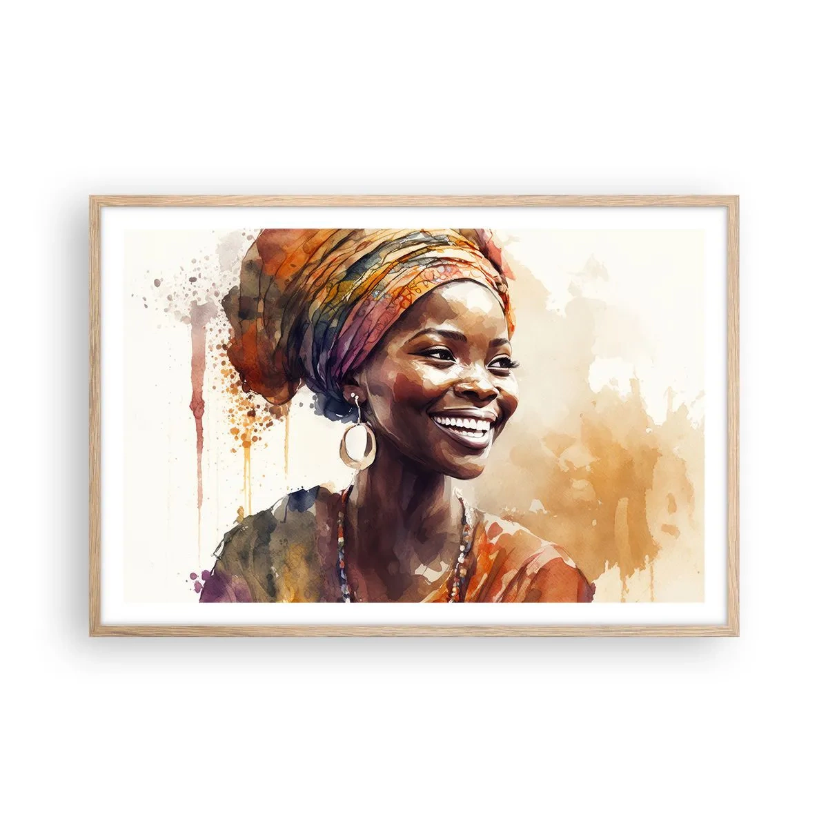 Poster in einem Rahmen aus heller Eiche - Afrikanische Königin - 91x61 cm
