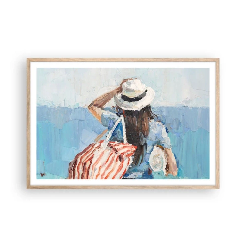 Poster in einem Rahmen aus heller Eiche - Willkommen in den Sommerferien - 91x61 cm