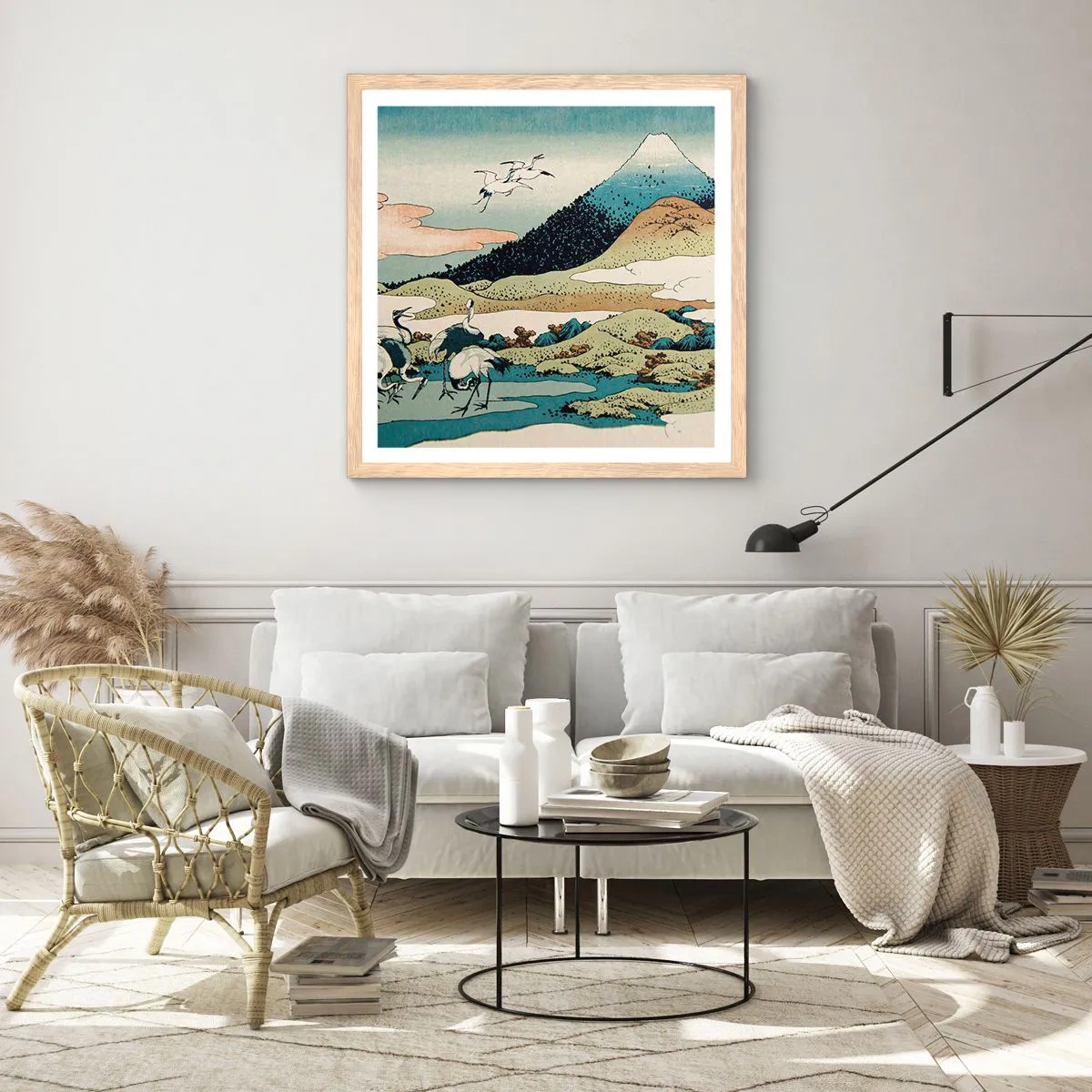 Poster in einem Rahmen aus heller Eiche - Im japanischen Geist - 50x50 cm