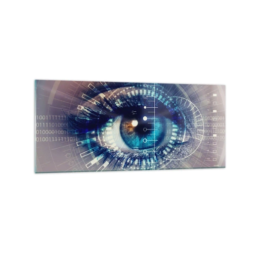 Glasbild - Bild auf glas - Ein technologisches Auge mit einer futuristischen Schnittstelle - 120x50cm - Du denkst du kennst mich - Moderne Wanddekoration für Wohnzimmer und Schlafzimmer ARTTOR