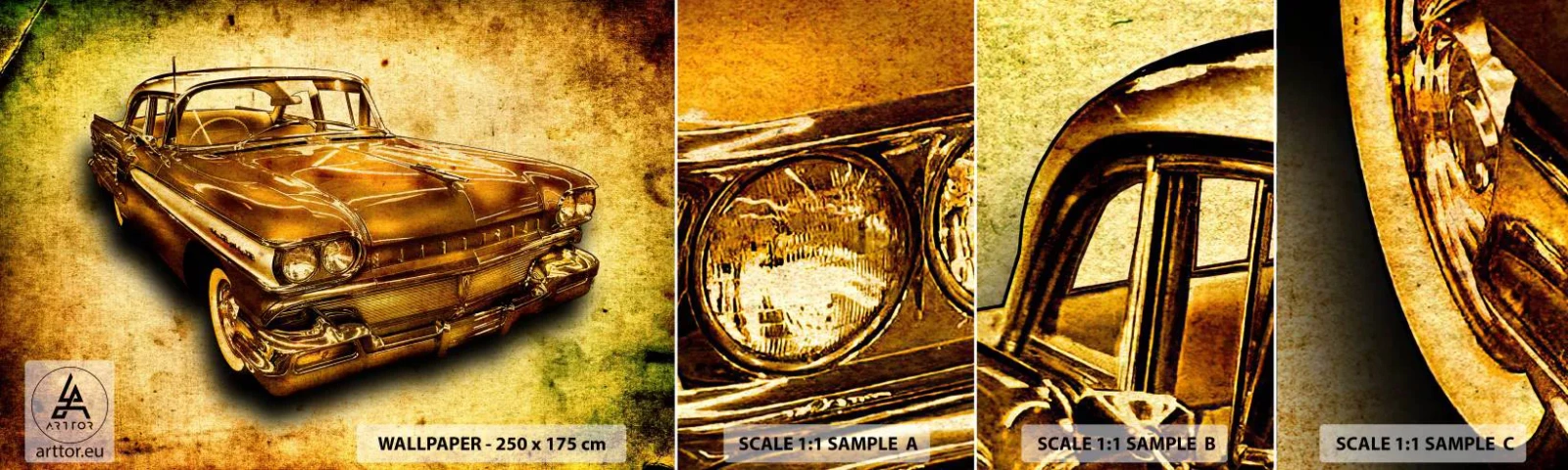 Fototapetenmuster Standard Eco - Die unvergängliche Schönheit der Klassiker - Automobil, Klassisches Auto, Hobby - 100x30 cm