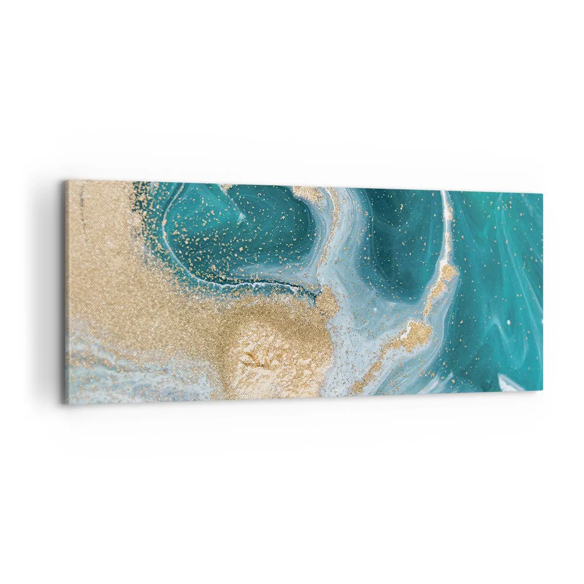 Bild auf Leinwand - Leinwandbild - Ein Strudel aus Gold und Türkis - 100x40 cm