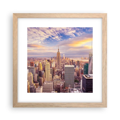 Poster in einem Rahmen aus heller Eiche - Nur nach den Wolken greifen - 30x30 cm