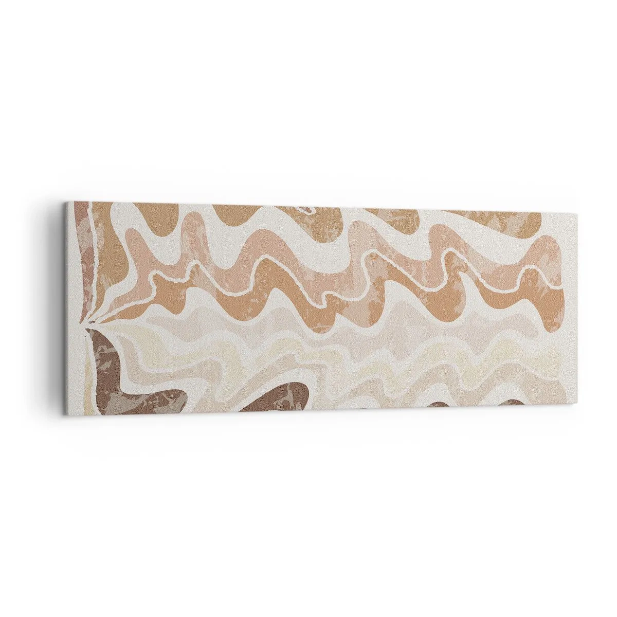 Bild auf Leinwand - Leinwandbild - Wellenförmige abstrakte Linien in Beigetönen - 140x50cm - Gute Energie – gute Gefühle - Moderne Wanddekoration für Wohnzimmer und Schlafzimmer ARTTOR