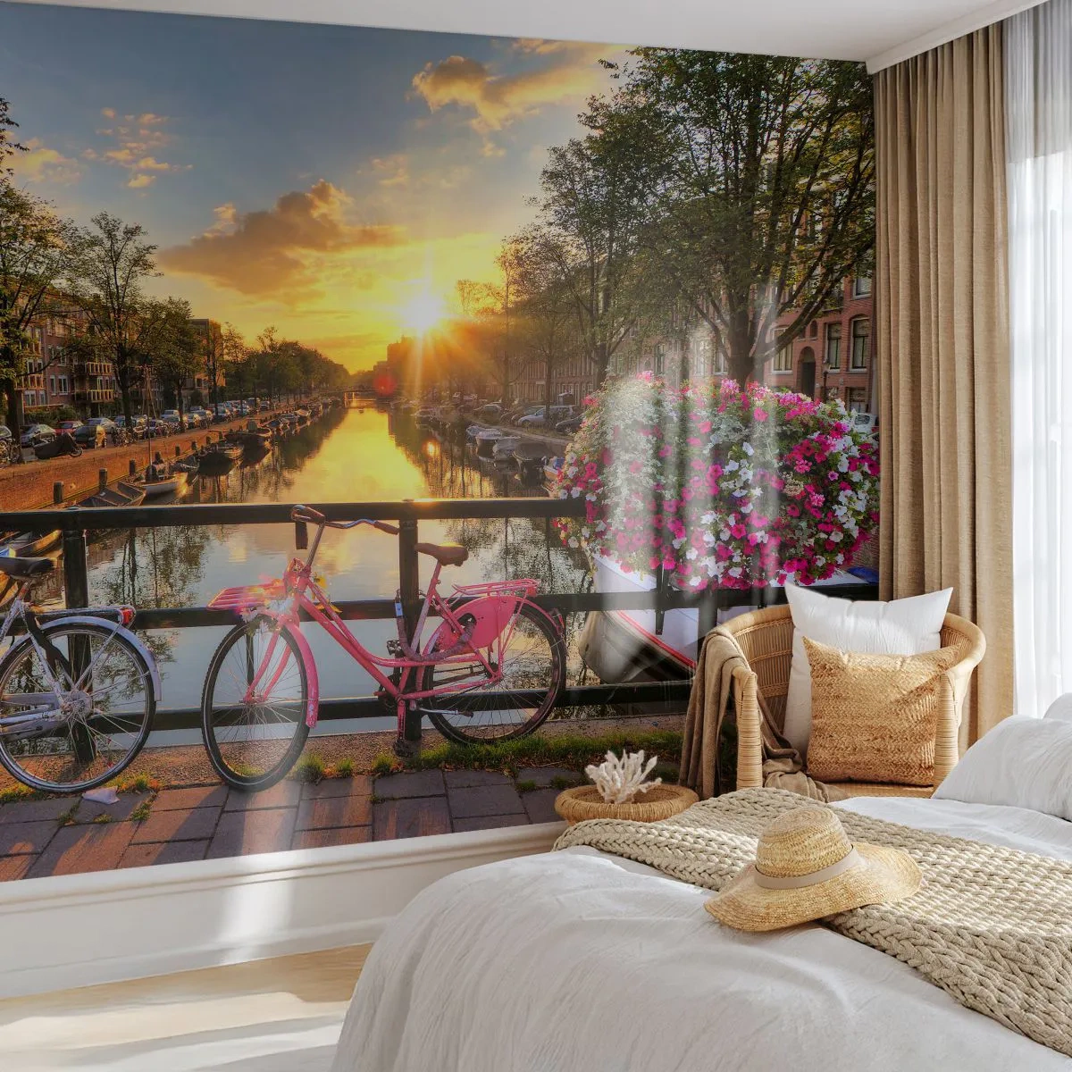 Fototapete Standard Eco - Frühlingsmorgen in Amsterdam - Stadt, Amsterdam, Die Architektur - 150x105 cm