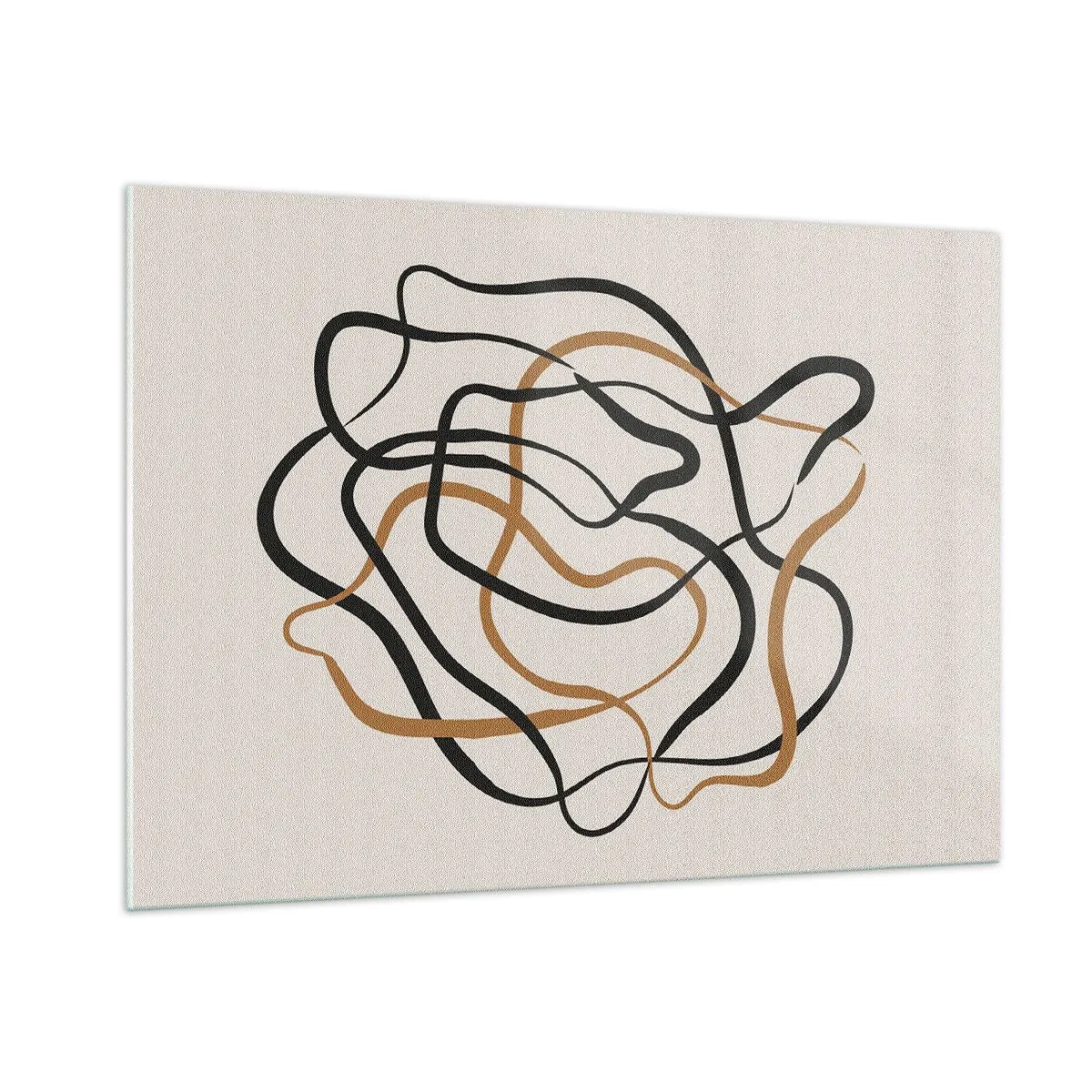 Glasbild - Bild auf glas - Ein abstraktes Liniengewirr in Schwarz und Braun. - 100x70cm - Alles ging schief - Moderne Wanddekoration für Wohnzimmer und Schlafzimmer ARTTOR
