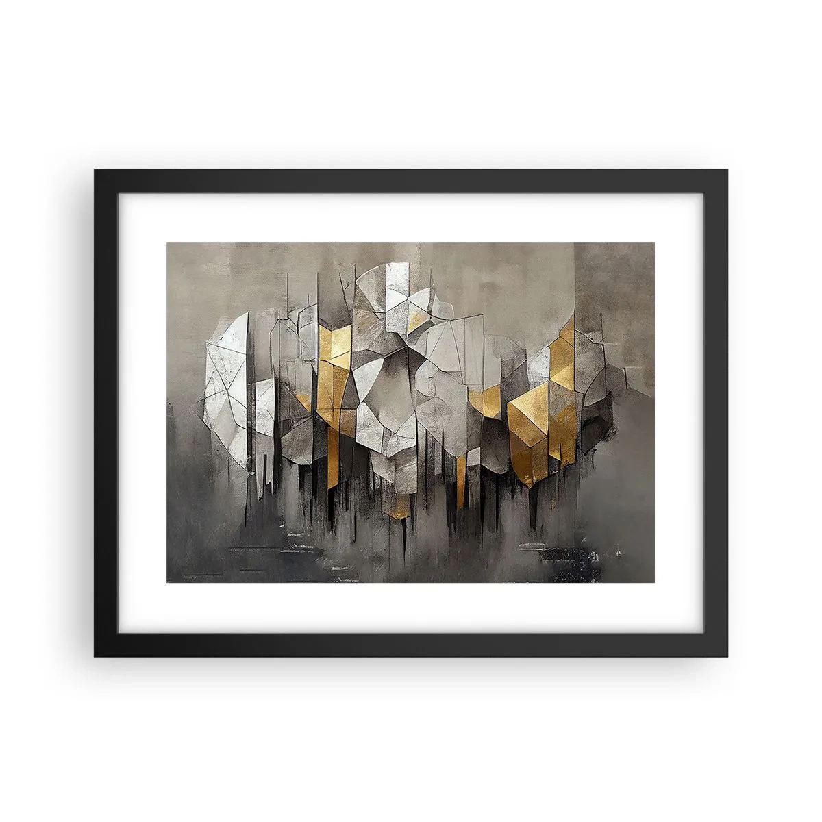 Poster in einem schwarzem Rahmen - Komposition aus Eis und Licht - 40x30 cm