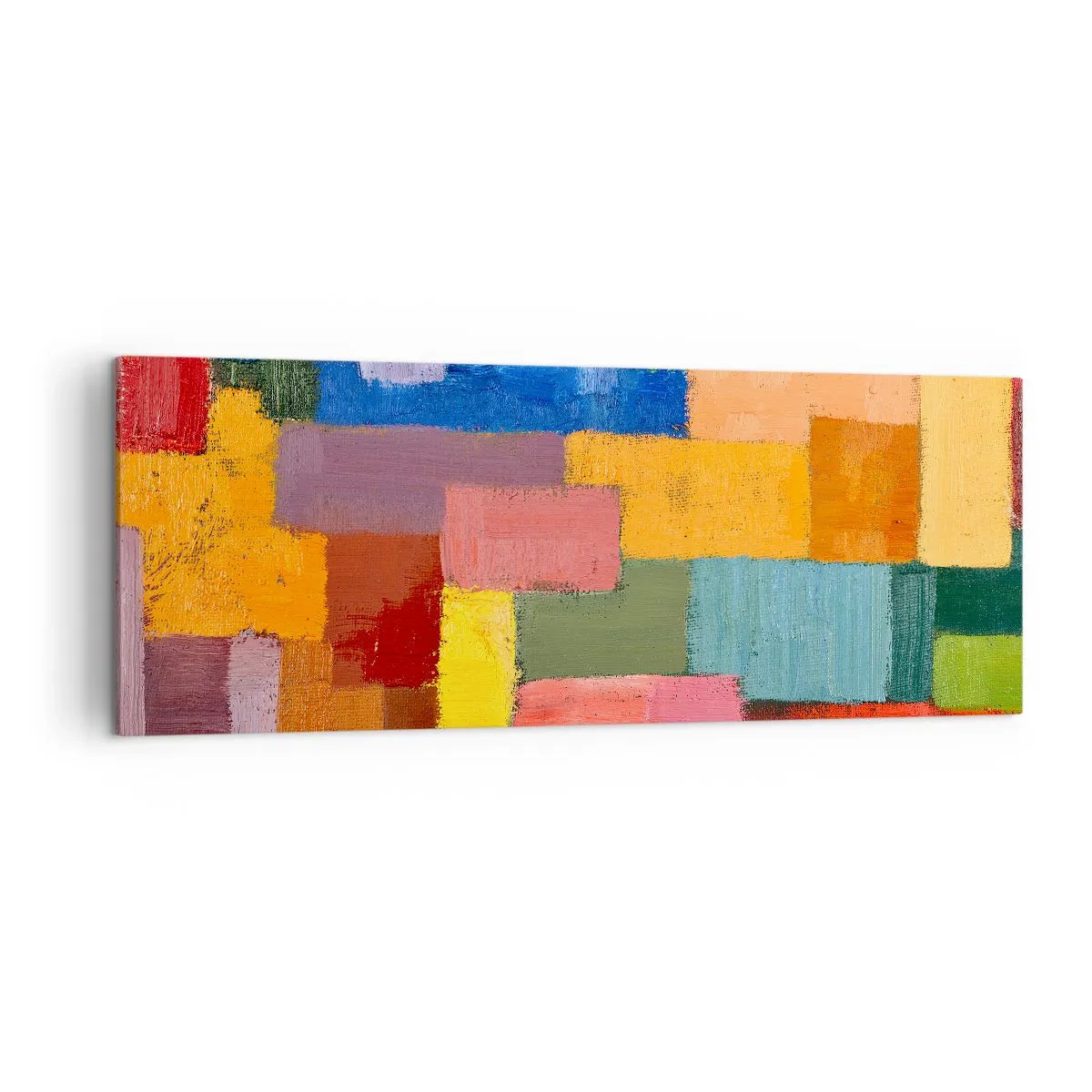 Bild auf Leinwand - Leinwandbild - Bunte abstrakte Rechtecke in verschiedenen Farbtönen - 140x50cm - Jeder ist anders, alle bunt - Moderne Wanddekoration für Wohnzimmer und Schlafzimmer ARTTOR