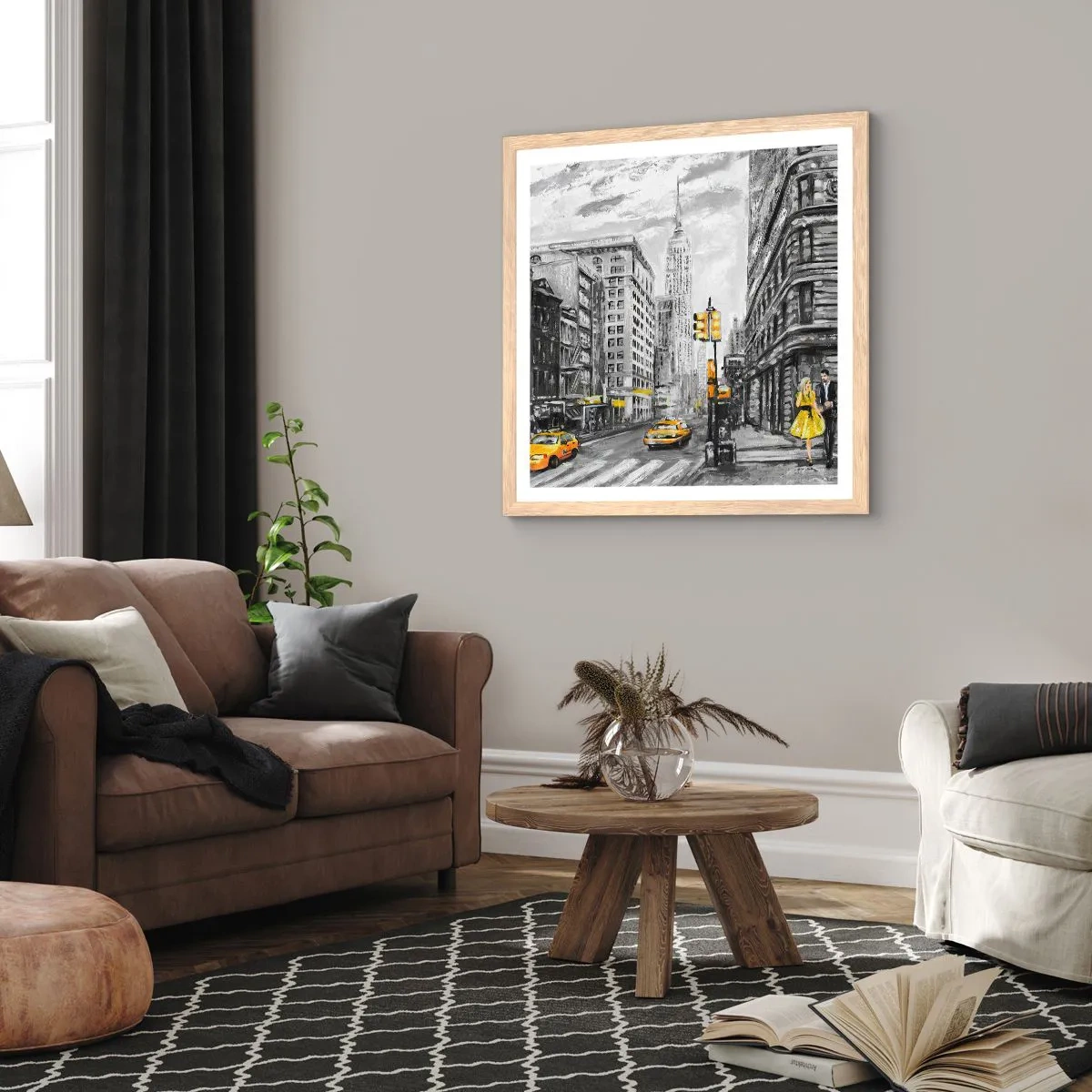 Poster in einem Rahmen aus heller Eiche - Eine New Yorker Geschichte - 60x60 cm