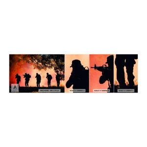Fototapeten Muster Selbstklebend Deluxe Sticker - … Alle für einen. - Soldat, Waffe, Gewehr - 100x30 cm