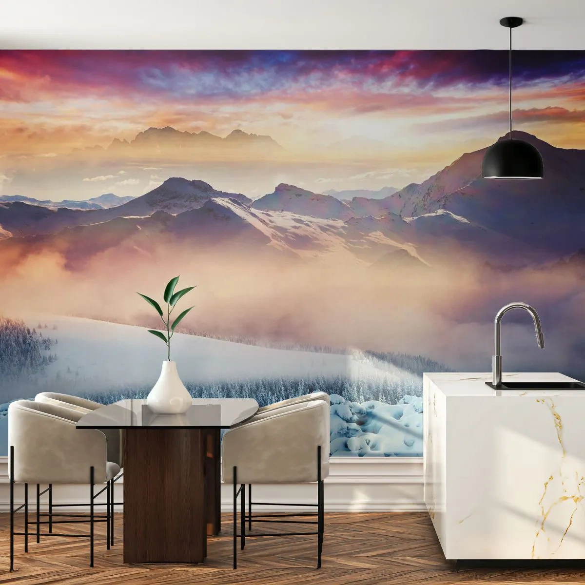 Selbstklebende Fototapete Deluxe Sticker - Die Kraft und Reinheit der Natur - Landschaft, Berge, Winter - 250x175 cm