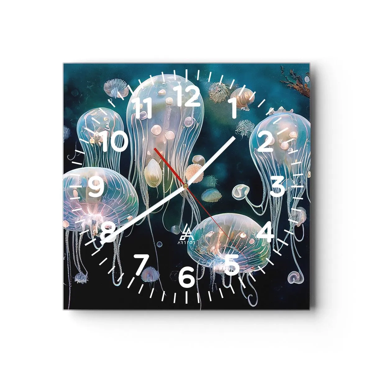 Wanduhr - Glasuhr - Unterwasserball - 40x40 cm