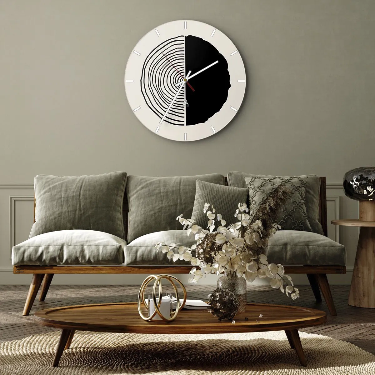 Wanduhr - Glasuhr - Halb und halb - 30x30 cm