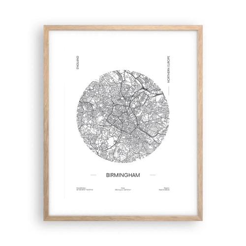 Poster in einem Rahmen aus heller Eiche - Anatomie von Birmingham - 40x50 cm