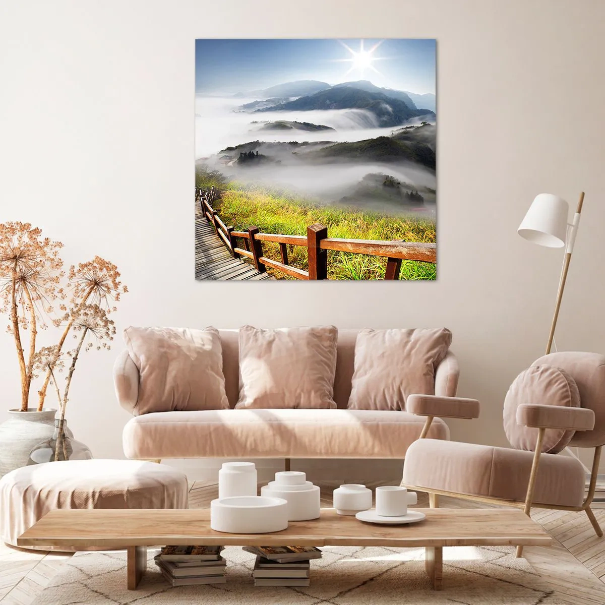 Bild auf Leinwand - Leinwandbild - Gewebt aus Lichtschein und Nebel - 60x60 cm