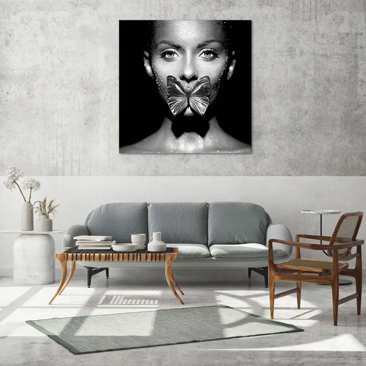 Glasbild - Bild auf glas - Schmetterlingskuss - 30x30 cm