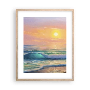 Poster in einem Rahmen aus heller Eiche - Ein türkisfarbenes Lied der Wellen - 40x50 cm