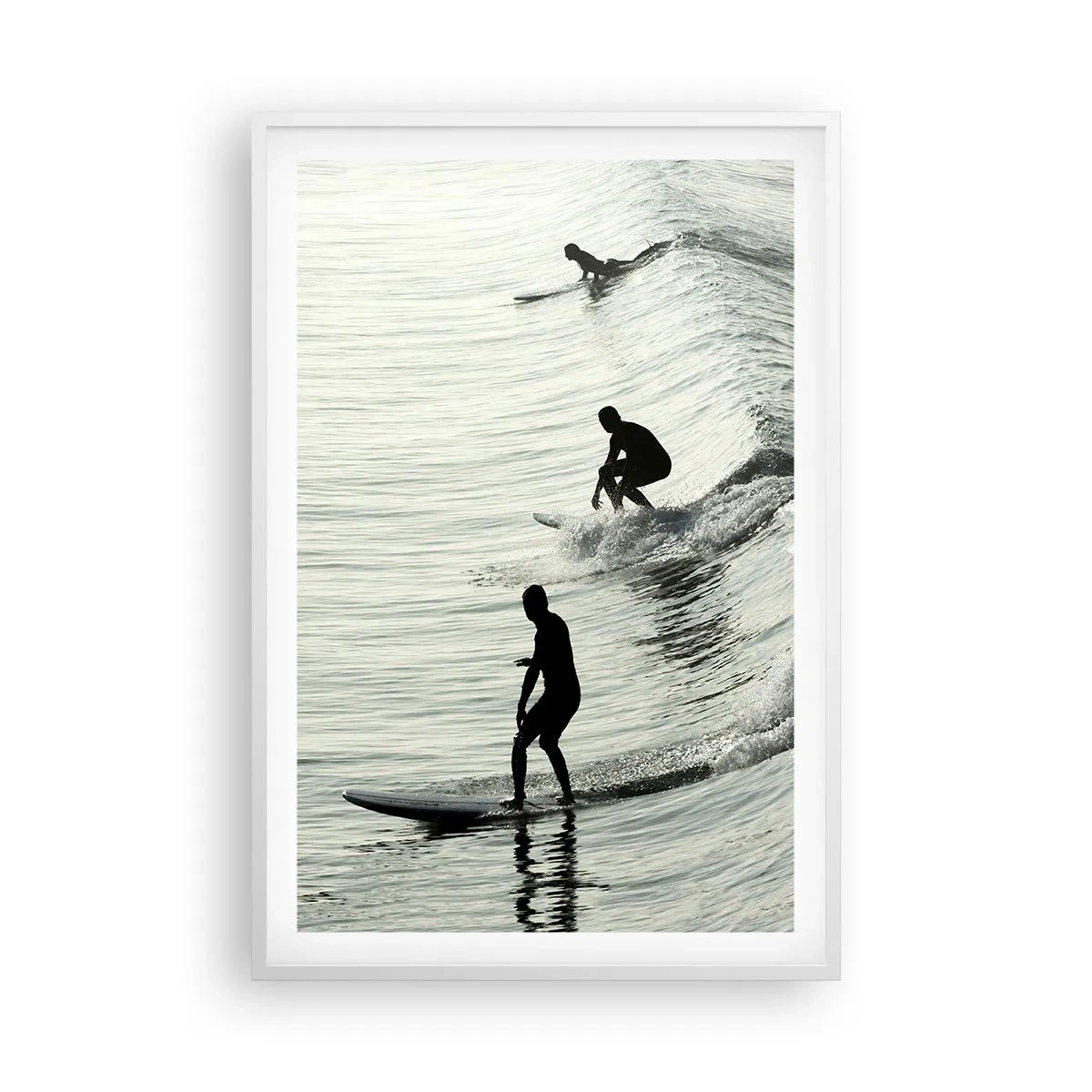 Poster in einem weißen Rahmen - Gegen die Welle - 61x91 cm