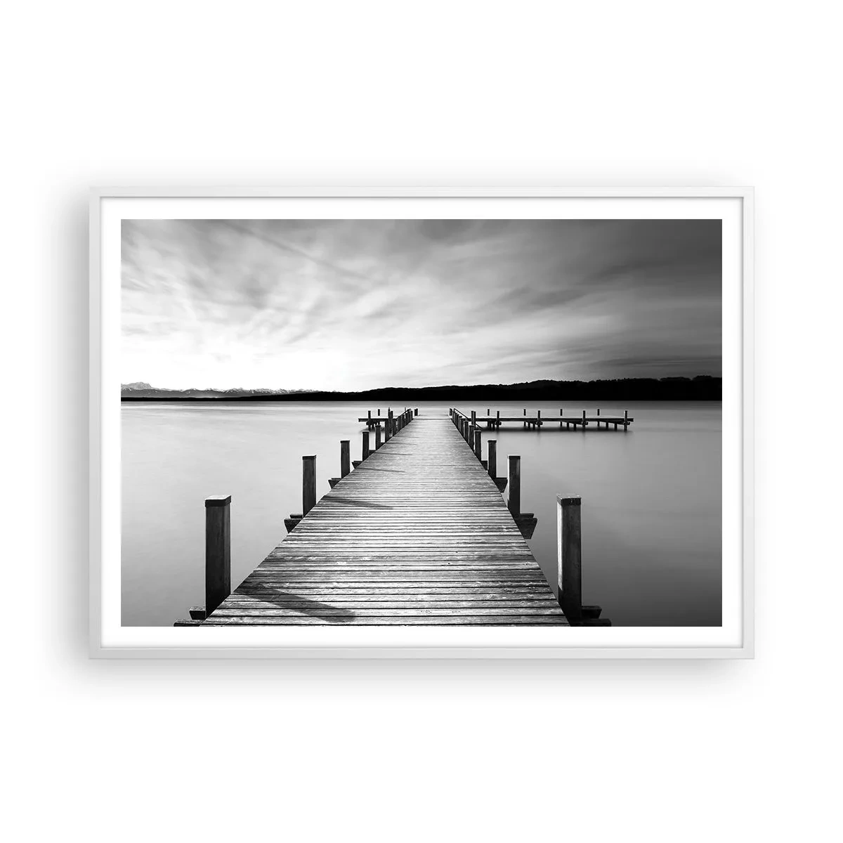 Poster in einem weißen Rahmen - An der Wasserstelle - Ruhe - 100x70 cm