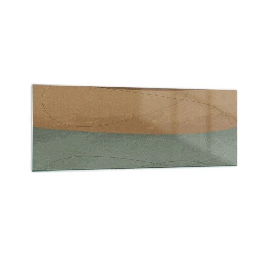 Glasbild - Bild auf glas - Abstrakte Komposition in natürlichen Erdtönen - 140x50cm - Horizontale Komposition - Moderne Wanddekoration für Wohnzimmer und Schlafzimmer ARTTOR