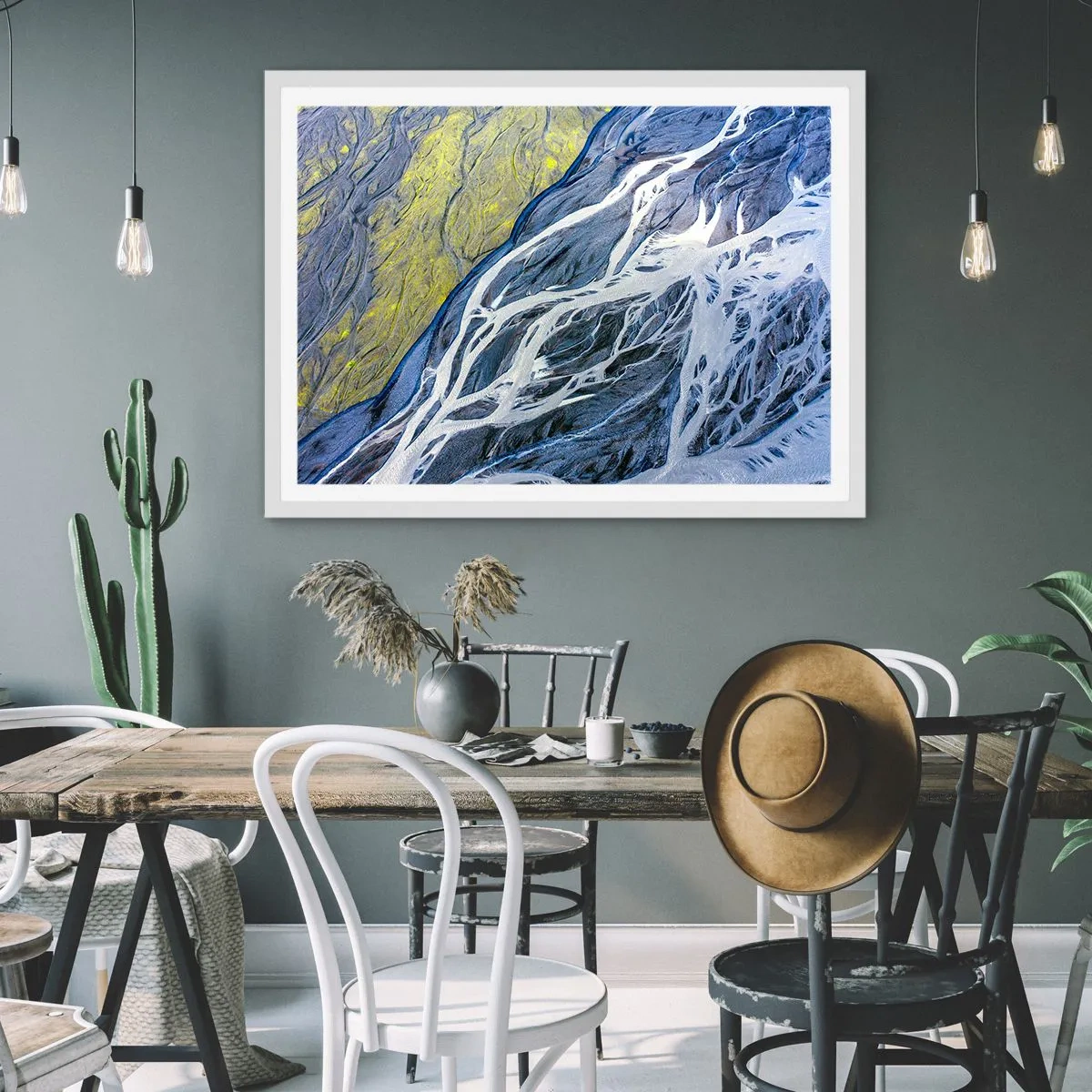 Poster in einem weißen Rahmen - Felsmalereien der Natur - 50x40 cm