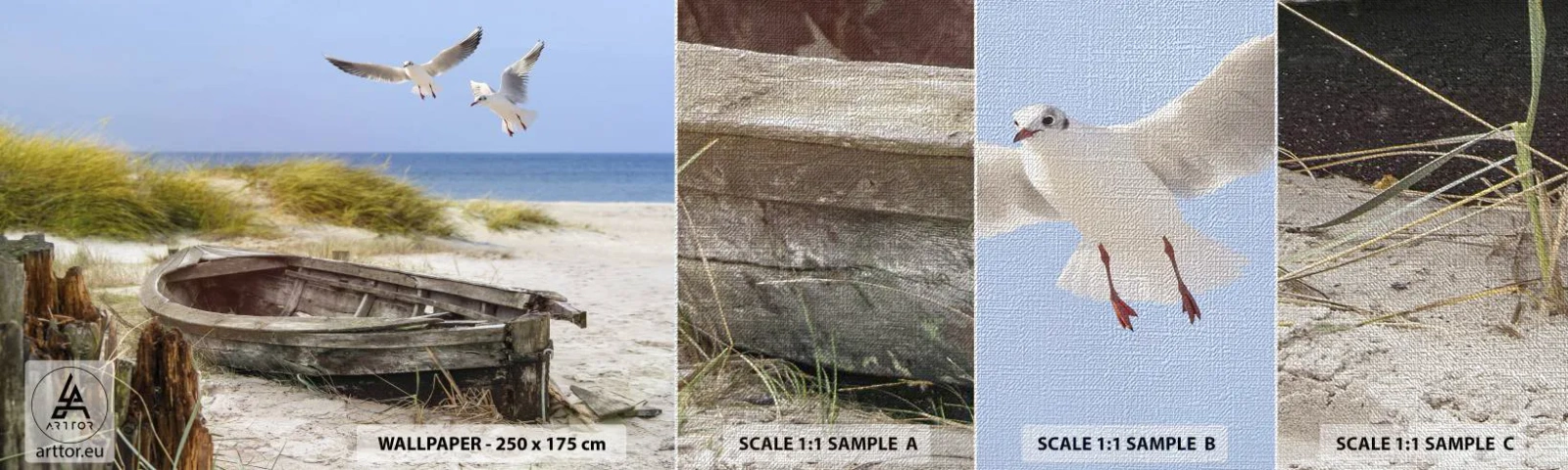 Fototapeten Muster Premium Canvas - In Wind gebadet - Landschaft, Strand, Dünen - 100x30 cm