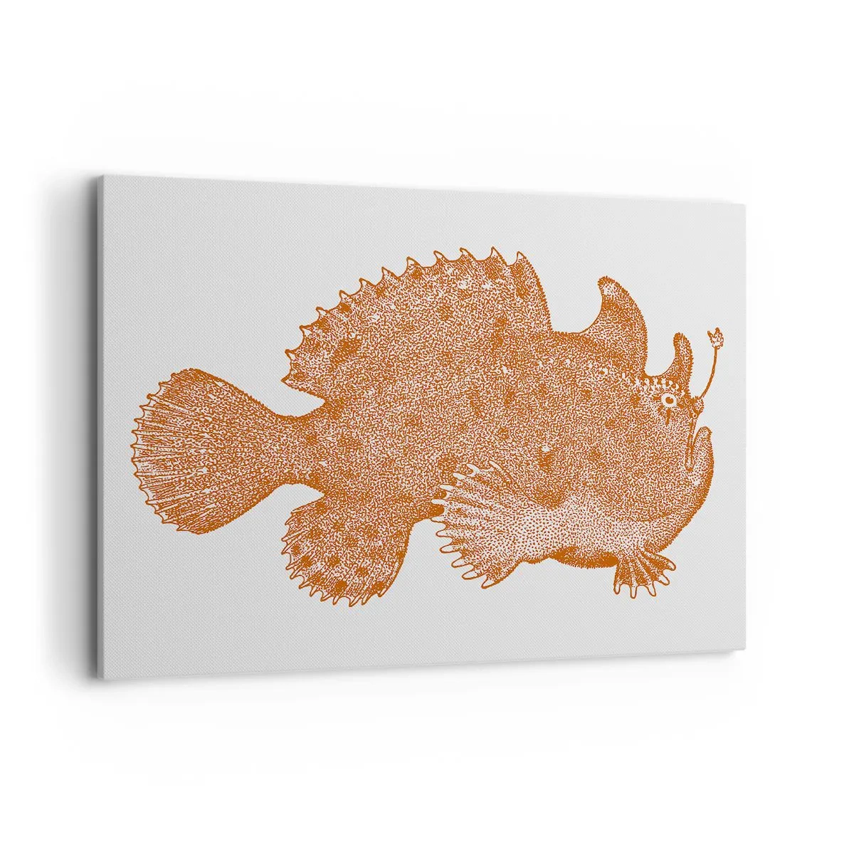 Bild auf Leinwand - Leinwandbild - Detaillierte Zeichnung eines kupferfarbenen Fisches auf weißem Hintergrund - 100x70cm - Es ist also doch ein Fisch - Moderne Wanddekoration für Wohnzimmer und Schlafzimmer ARTTOR