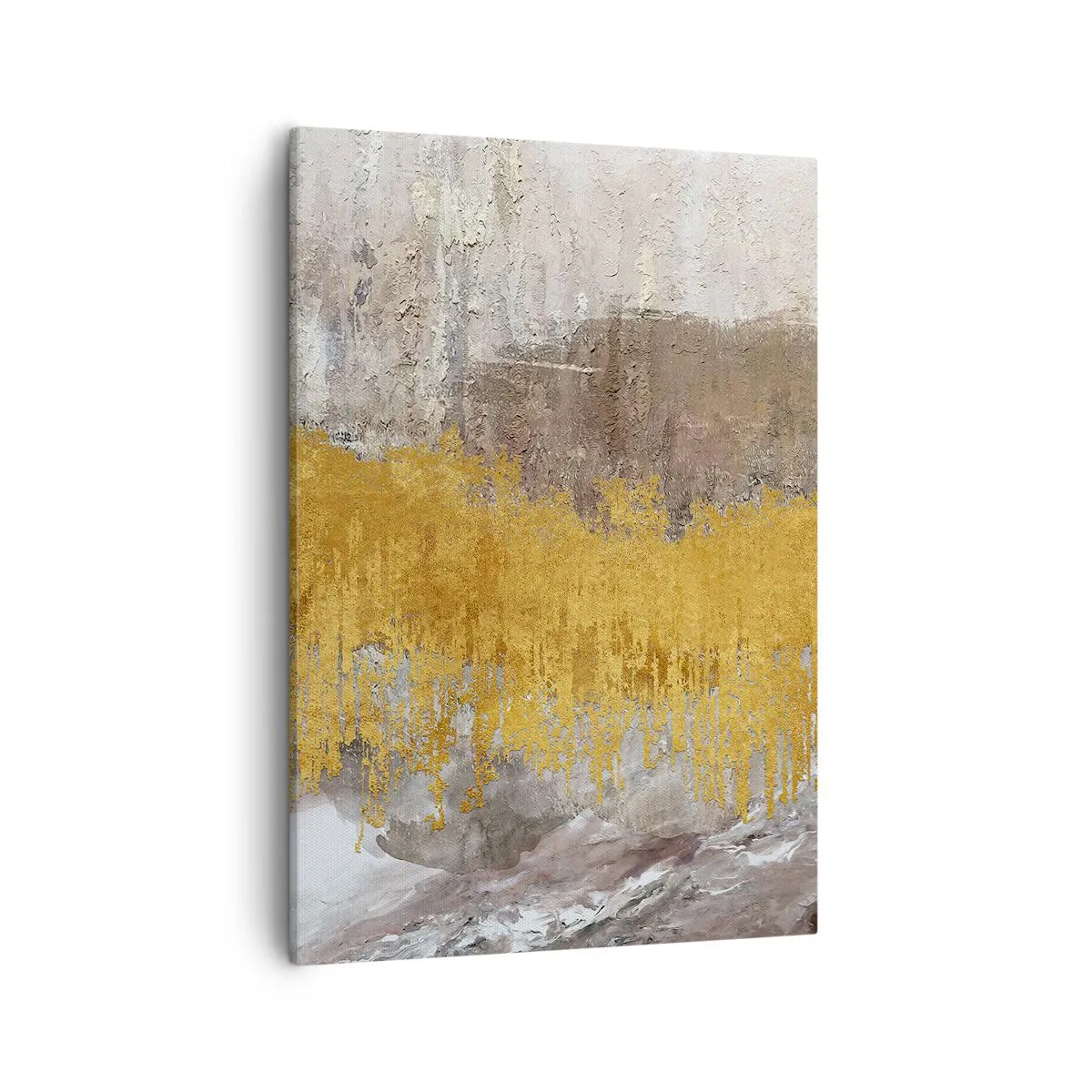 Bild auf Leinwand - Leinwandbild - Abstraktes Muster in Gold und Beige - 50x70cm - Goldene Explosion - Moderne Wanddekoration für Wohnzimmer und Schlafzimmer ARTTOR